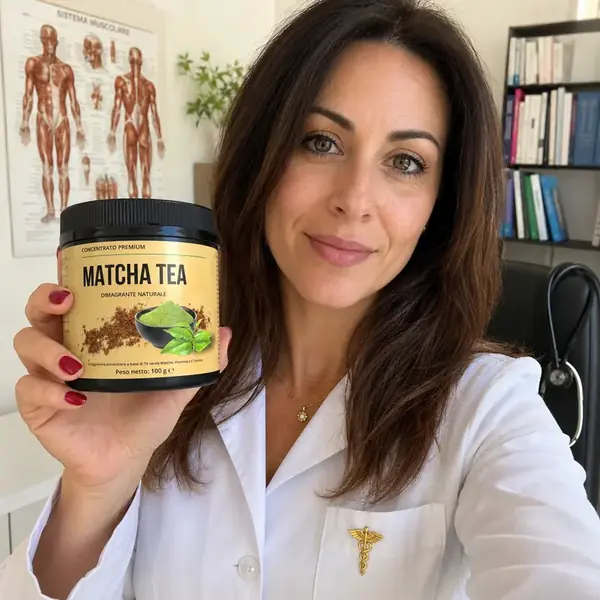 Dr.ssa Laura Bianchi tiene in mano MatchaSlim