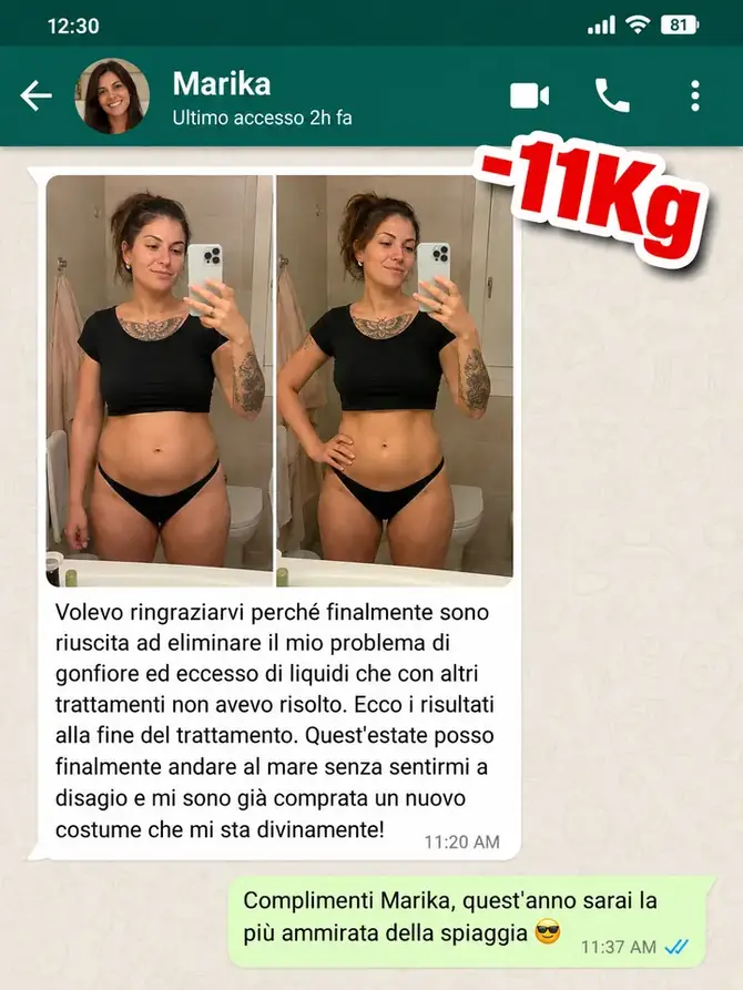 Cliente prima e dopo MatchaSlim