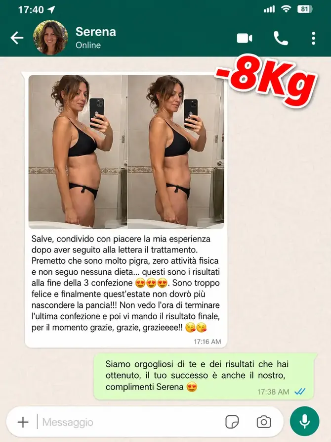 Cliente prima e dopo MatchaSlim
