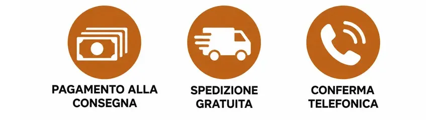 Pagamento alla consegna, spedizione gratuita, conferma telefonica