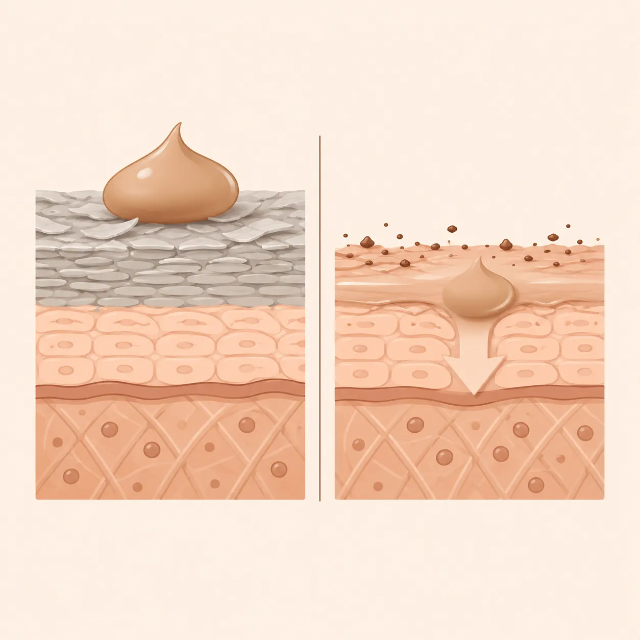 Come lo strato di cellule morte blocca la crema