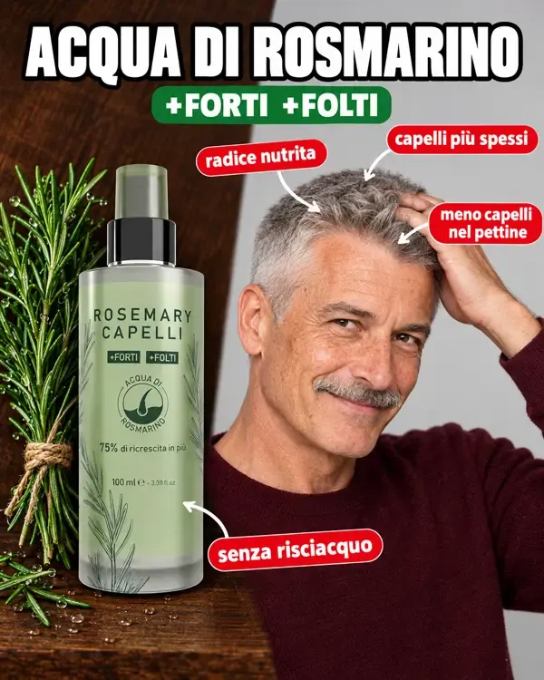Acqua di rosmarino: radice nutrita, capelli più spessi, meno capelli nel pettine, senza risciacquo