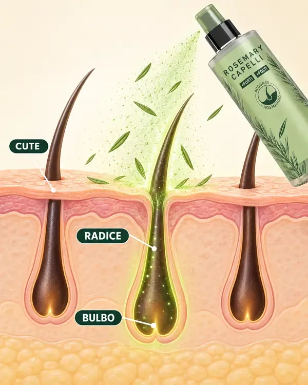 Lo spray al rosmarino arriva sulla cute e resta sulla radice del capello
