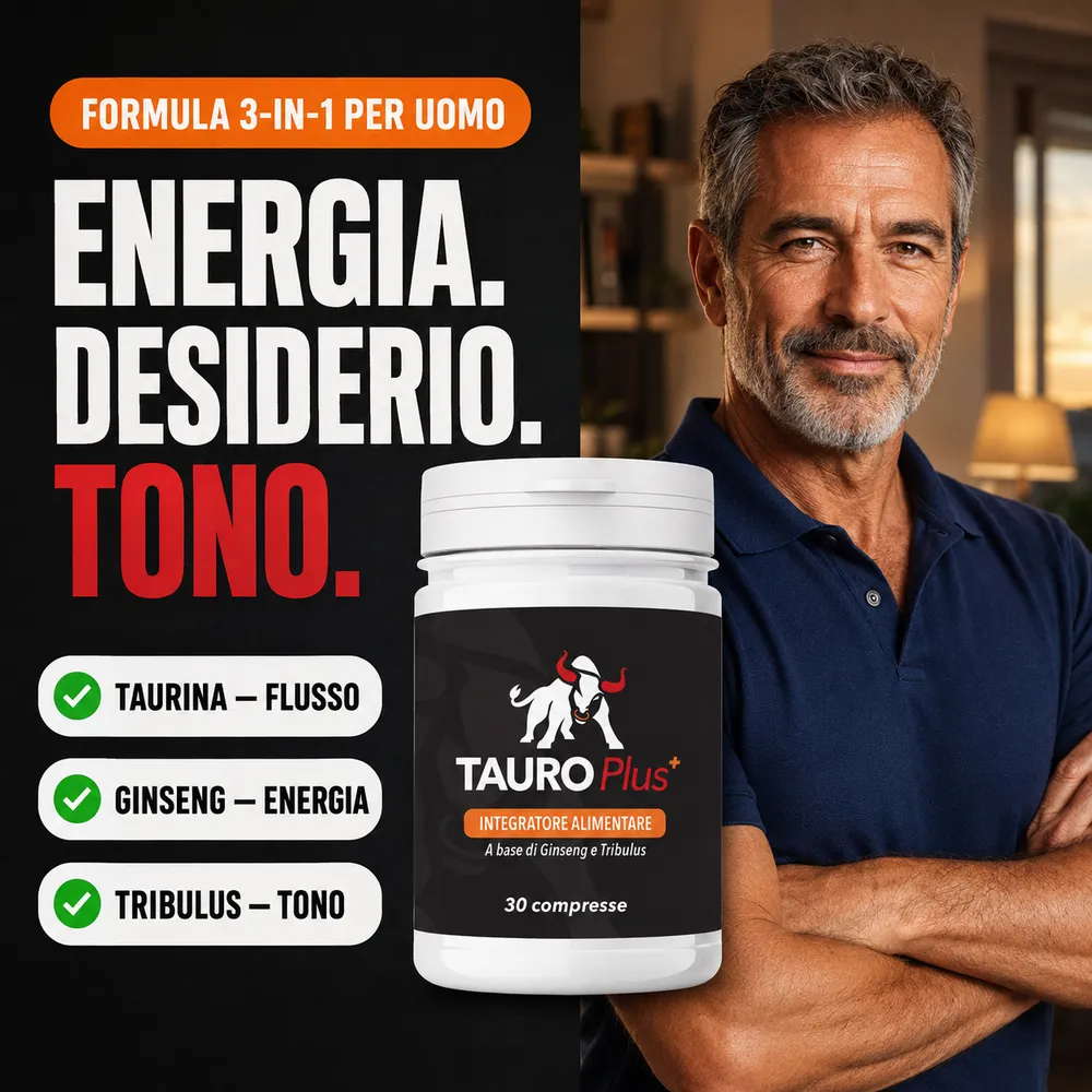 Tauro Plus — Energia, Desiderio, Tono: formula 3-in-1 per uomo
