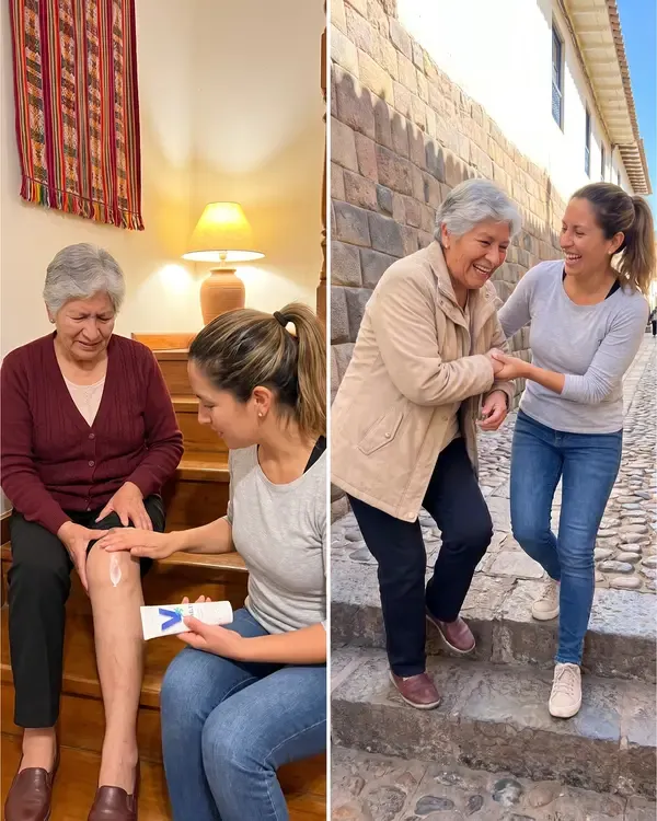 Madre e hija usando la crema Vitaflex en casa