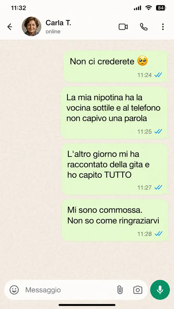 Messaggio WhatsApp di Carla — risultato con SentiChiaro